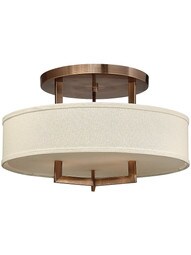 Hampton Large Close Ceiling Light With Linen Drum Shade